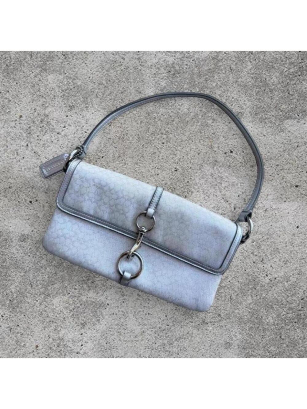 Coach vintage metallic silver shoulder clutch